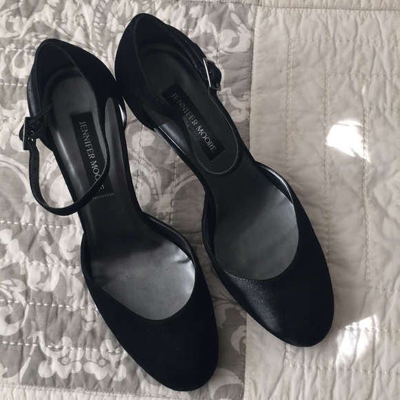 Jennifer Moore Black Suede 4" Heel with Ankle Strap - Picture 3 of 9